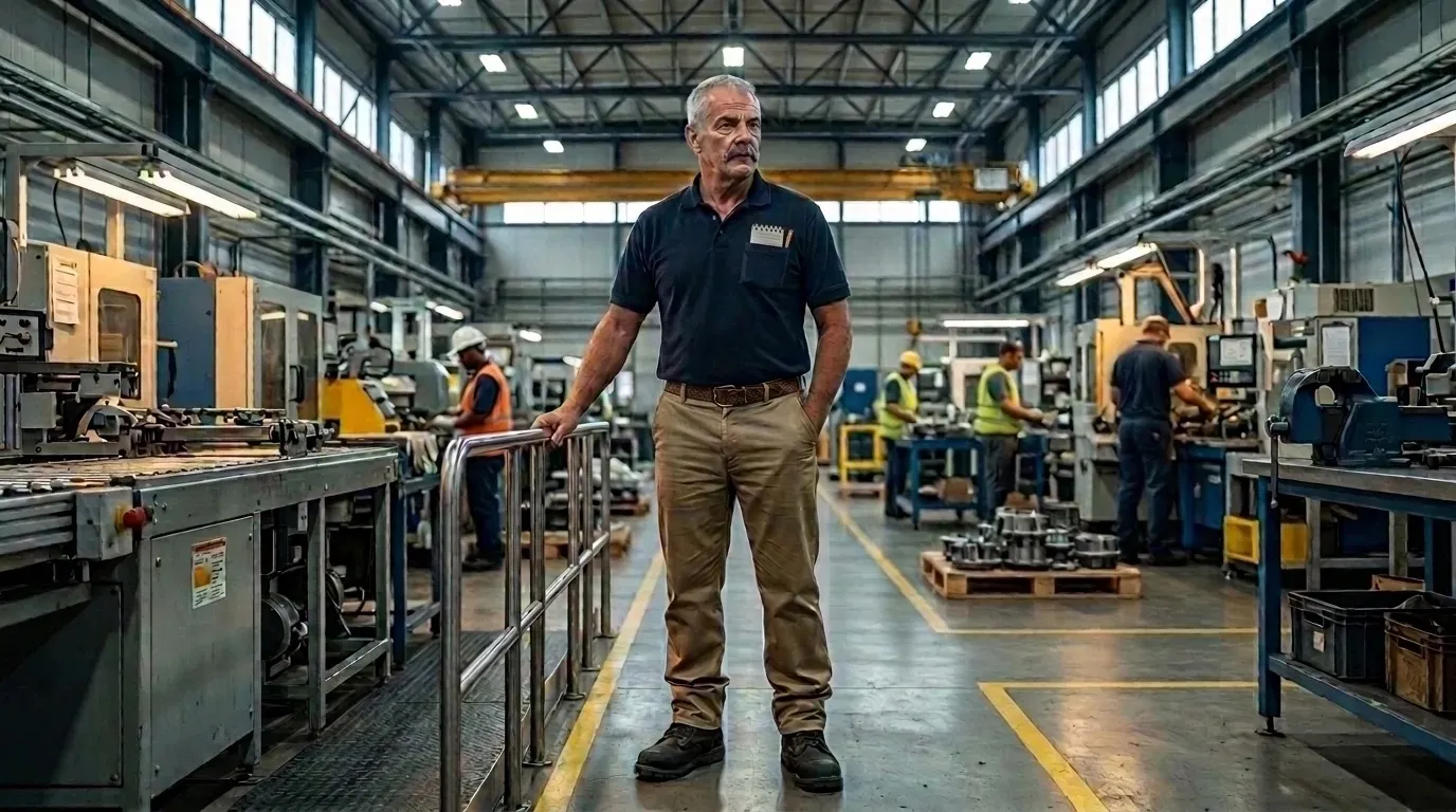 Bill Kowalski, a former plant superintendent in a navy polo tucked into khakis